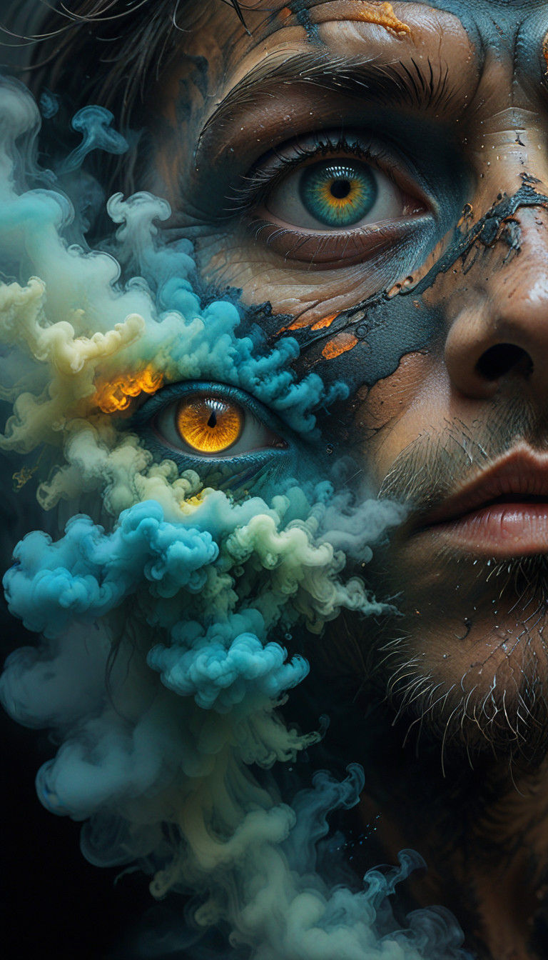 Surrealist Man Dog Seeks Mystery in Dark Forest