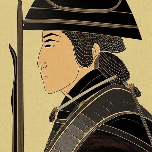 Minimalist Samurai Illustration in Japanese Art Style