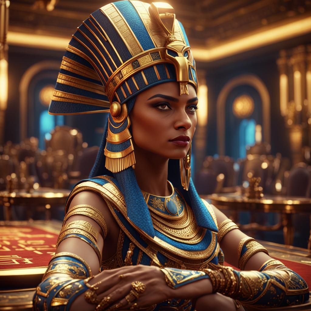 Queen Cleopatra Plays Cards: 3D Game Cinematic Render