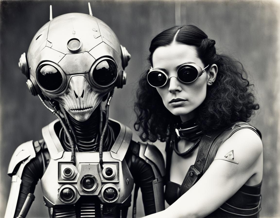 Sci-Fi Cyberpunk Space Outlaw and Alien Pet