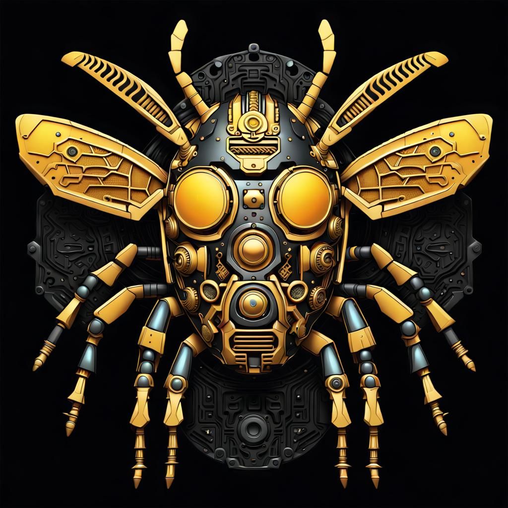 Mechanical Aztec Bug: Steampunk Dieselpunk Digital Art