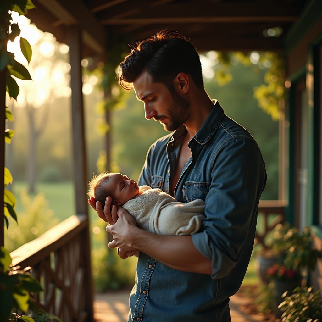 Father and Daughter in Whimsical Farmhouse Setting