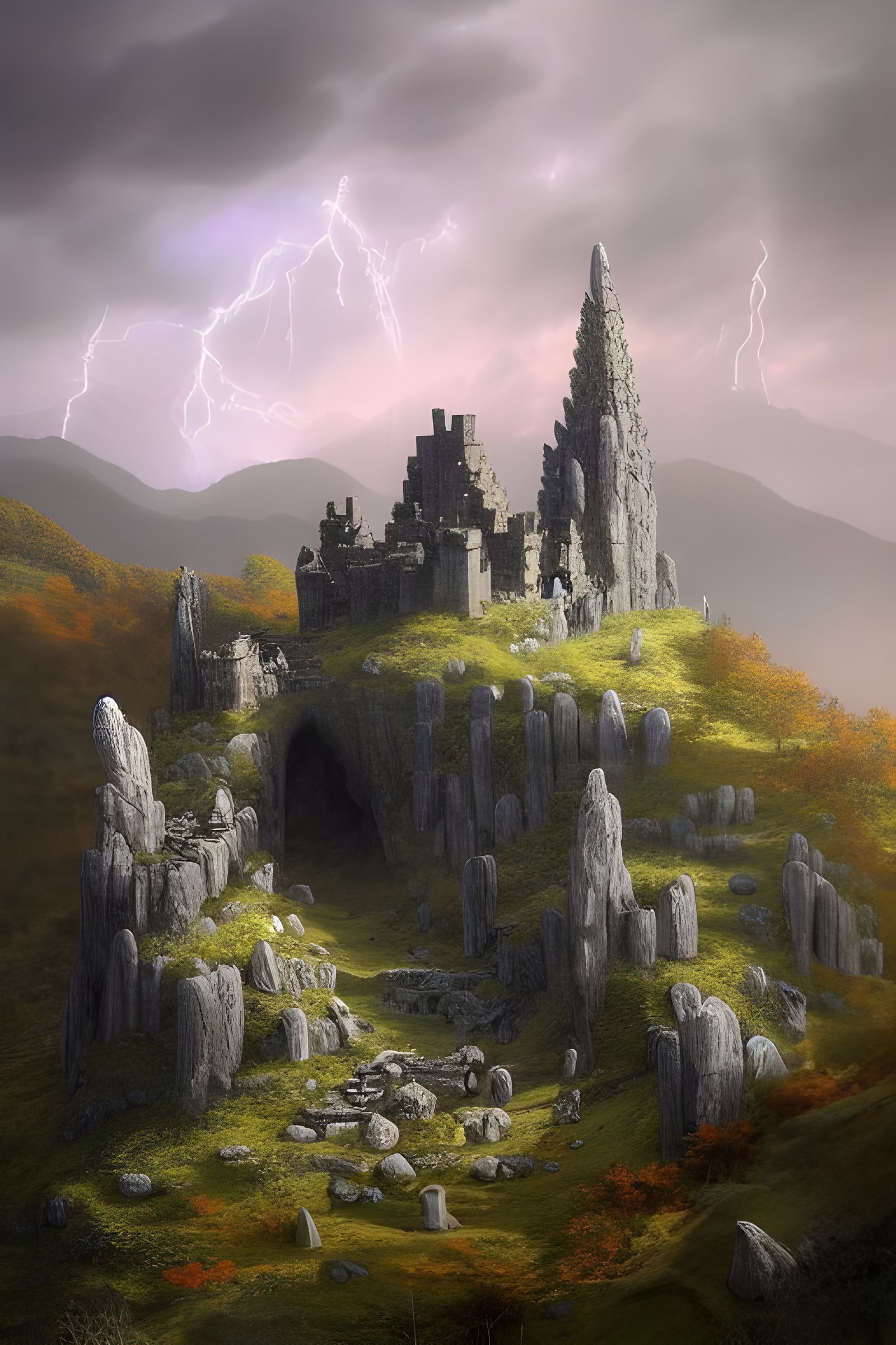 Storm over ancient ruins