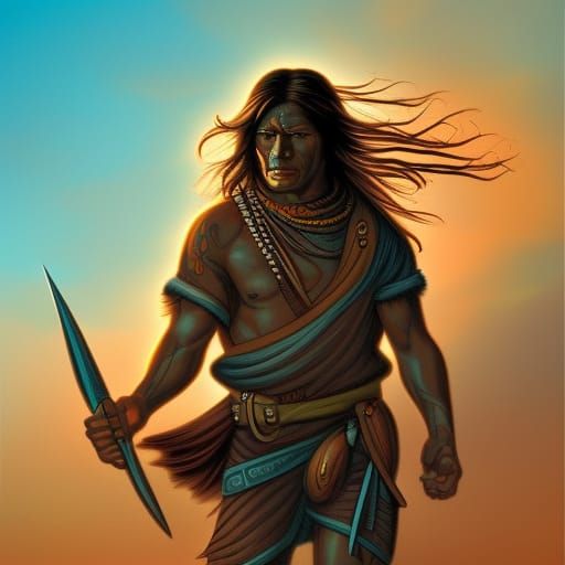 Native American Warrior's Desert Quest in Comic Art