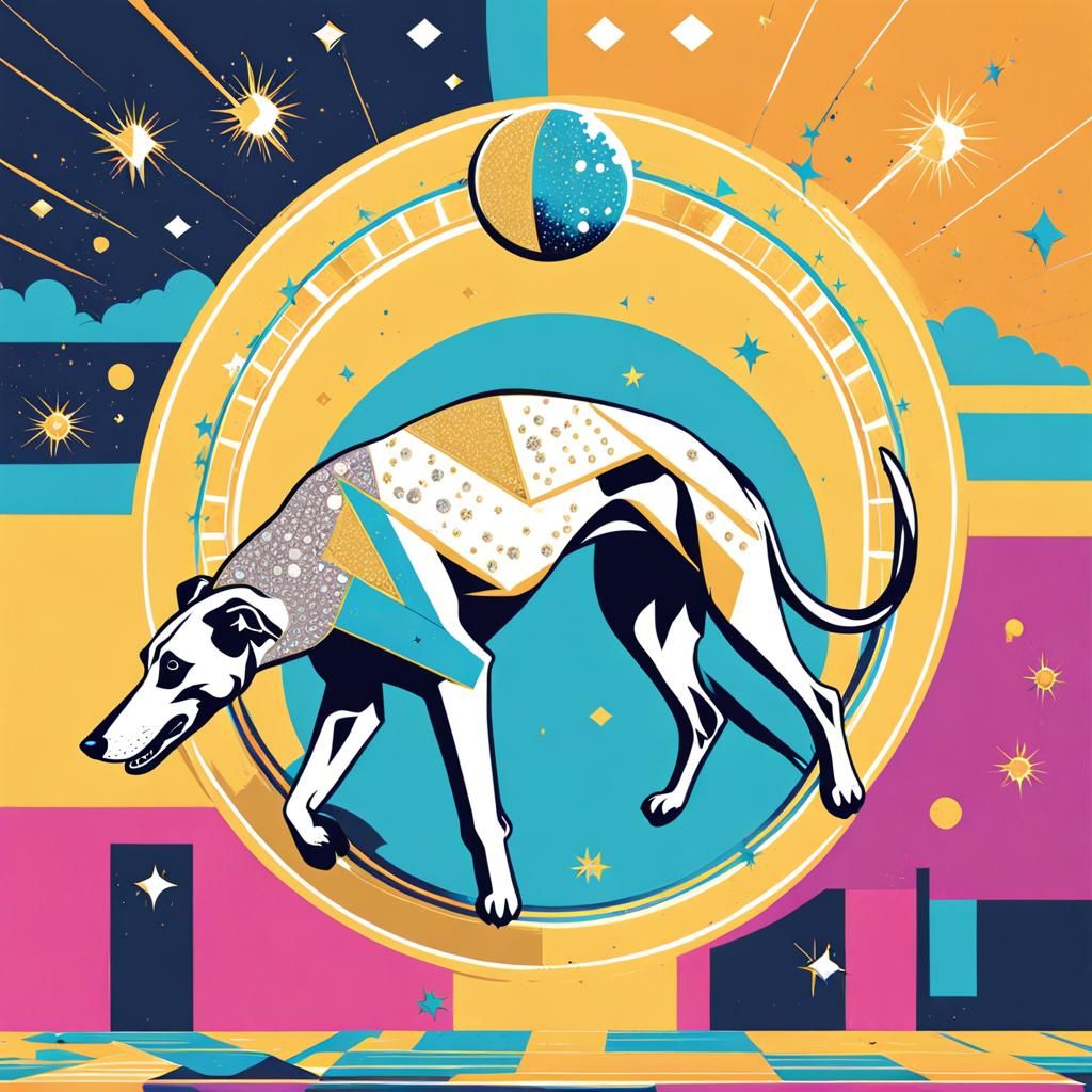 Diamond Greyhound Jumps Over Moon: Pop Art