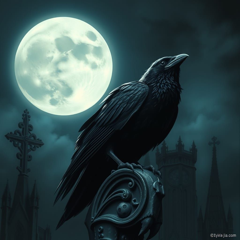 Gothic Cathedral Raven in Dark Fantasy Style