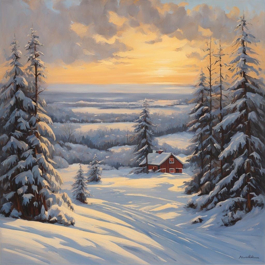 Winter landscape at Skaugum hill