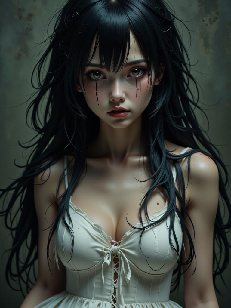 Sadako in Tattered Dress, Eerie Close-Up