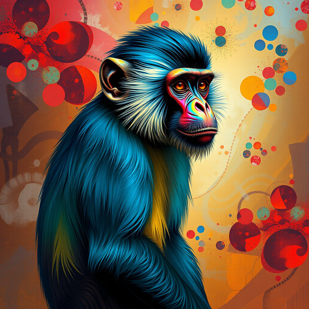 Iridescent Monkey in Klimt-Inspired Fantasy Art