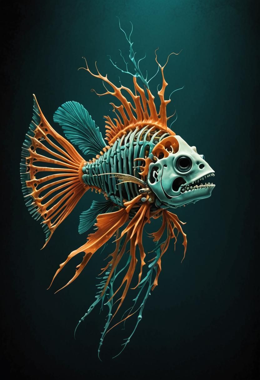 Fish Skeleton in Tim Burton Style