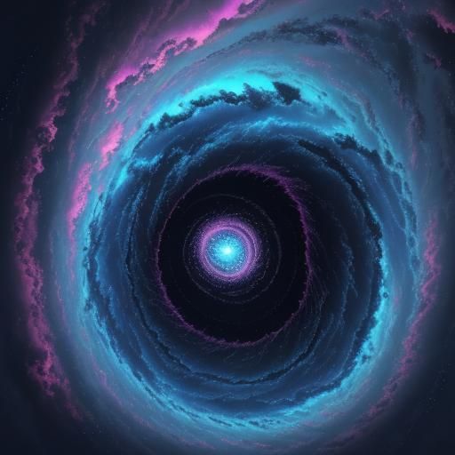 Neon Clouds Swirling in a Dark Blue Sky