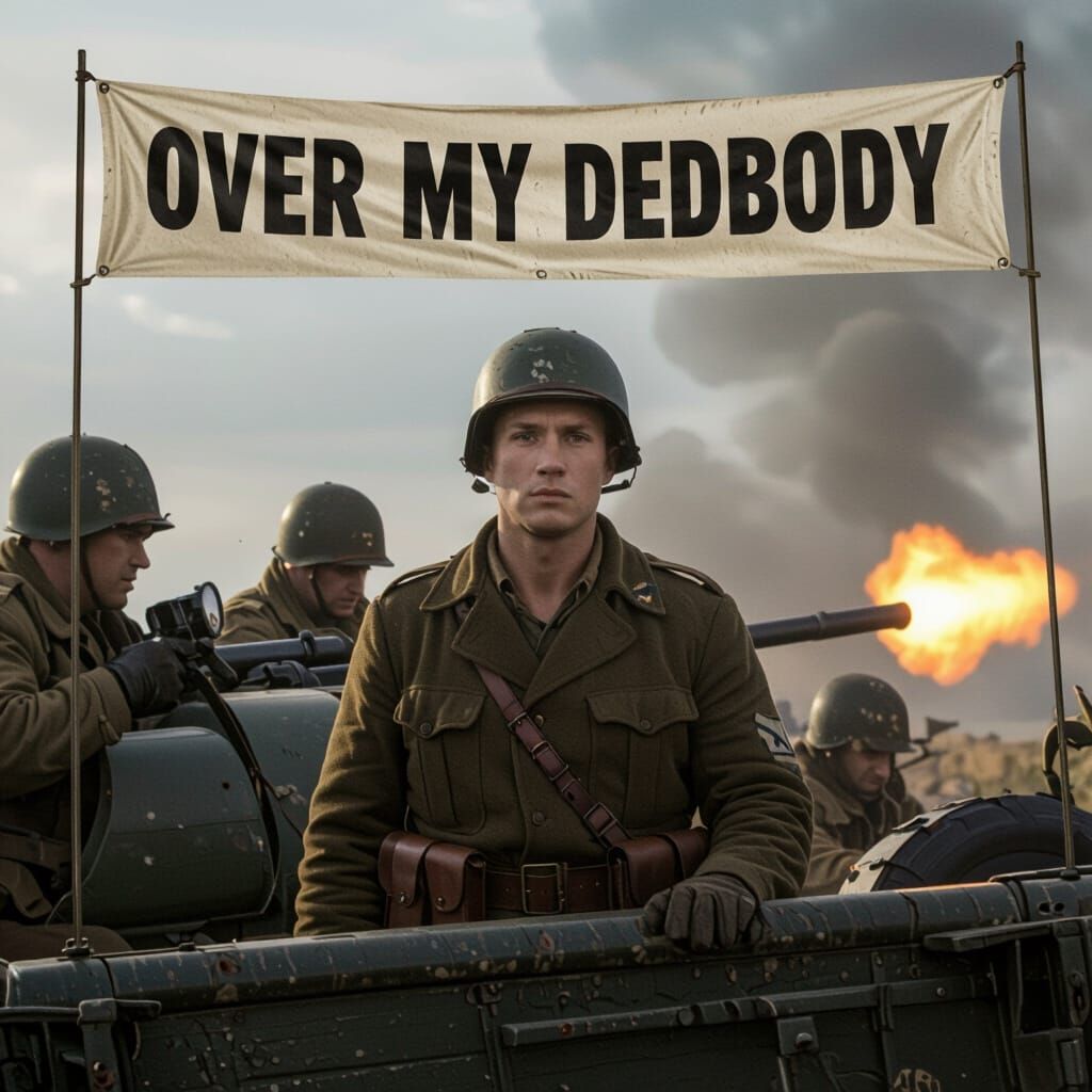 Vintage War Movie Banner Ad in Cinematic Style