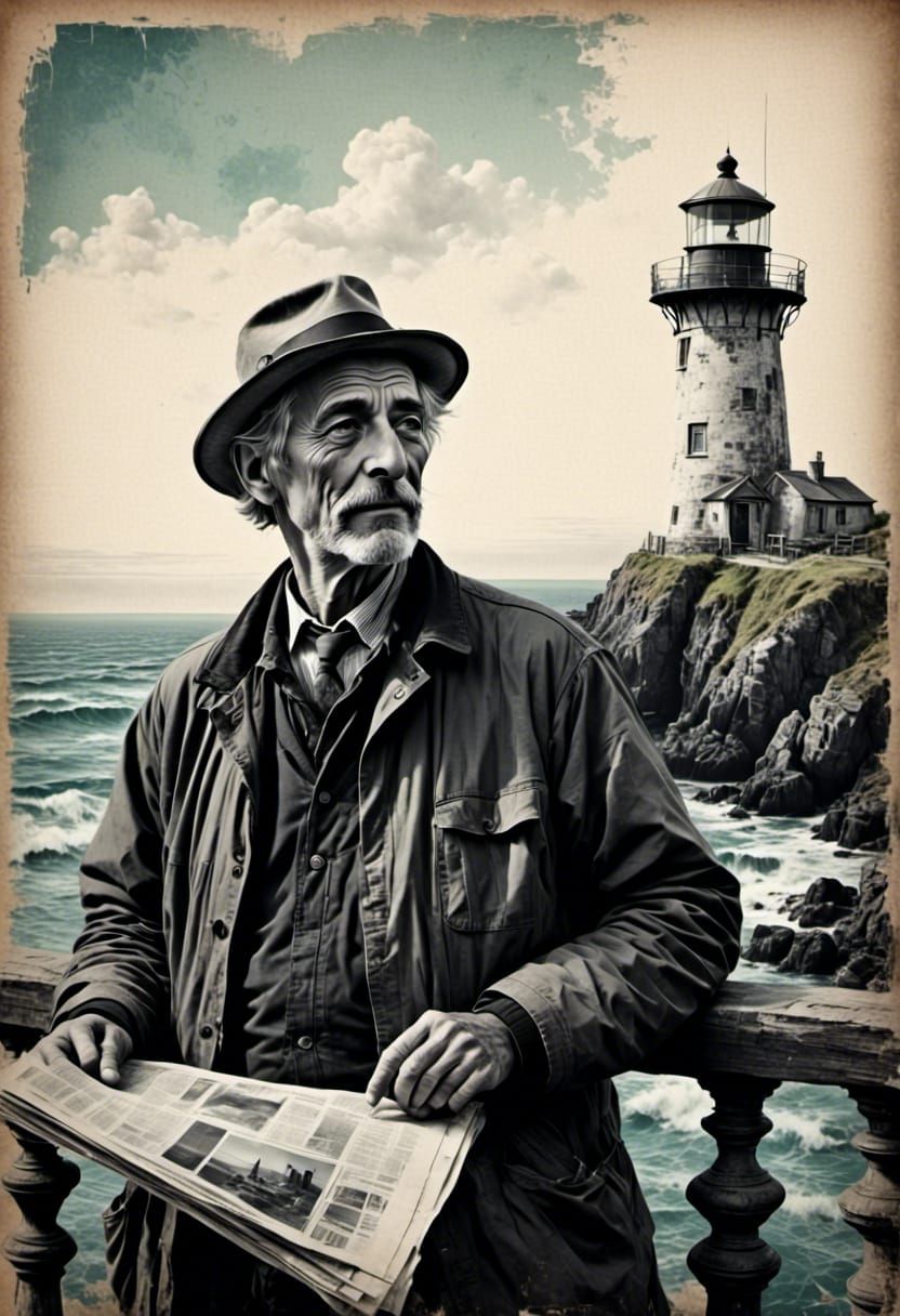 Lighthouse Keeper Sketch with Color Pops