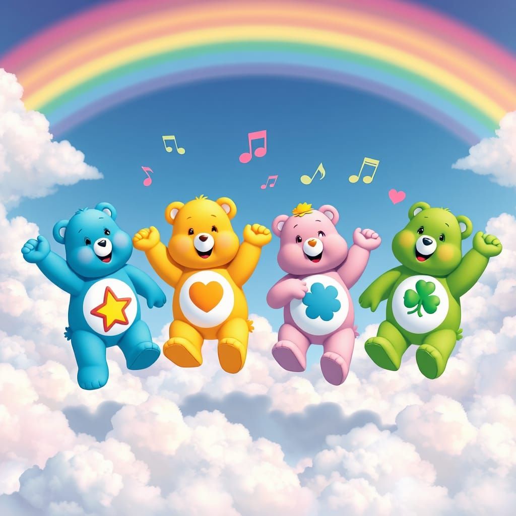 Care Bears in Dreamy Landscape, Matte Painting