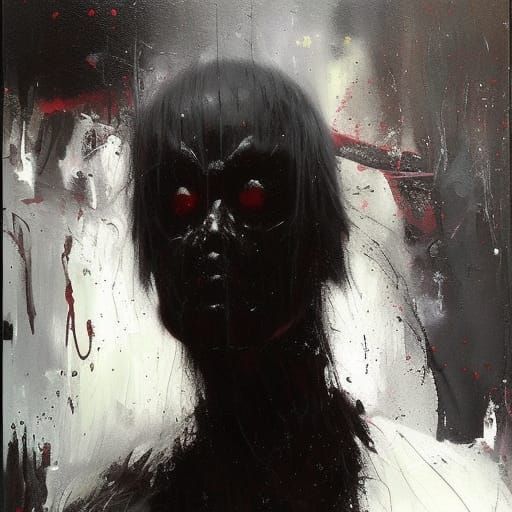 Creepy Shadow Figure as Oil Painting