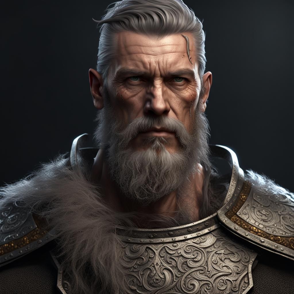 Viking Warrior King Portrait in Dark Fantasy Style
