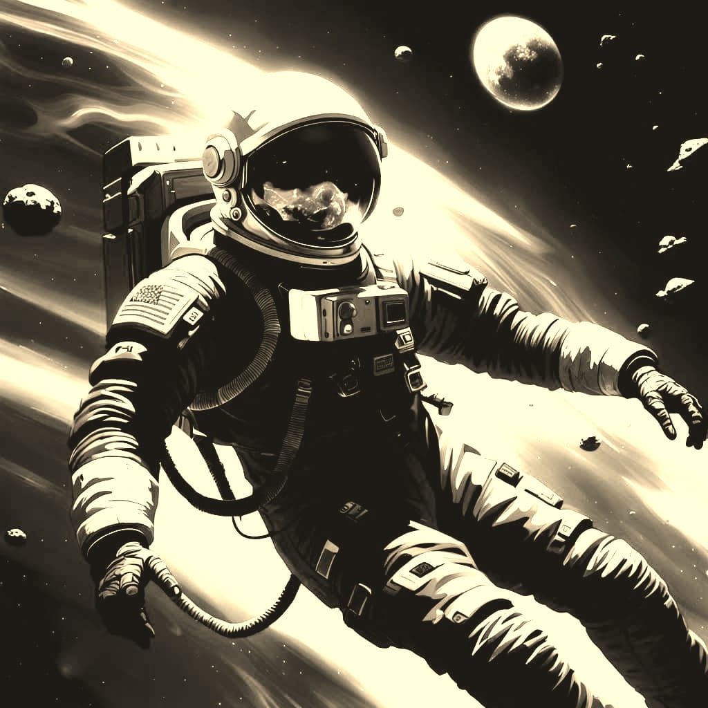 Astronaut in Nebula: Cyberpunk 2099 Style