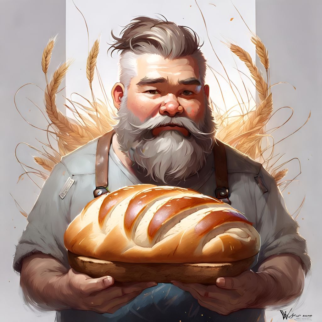 Bearded Bread Loaf Portrait in Digital Art Style