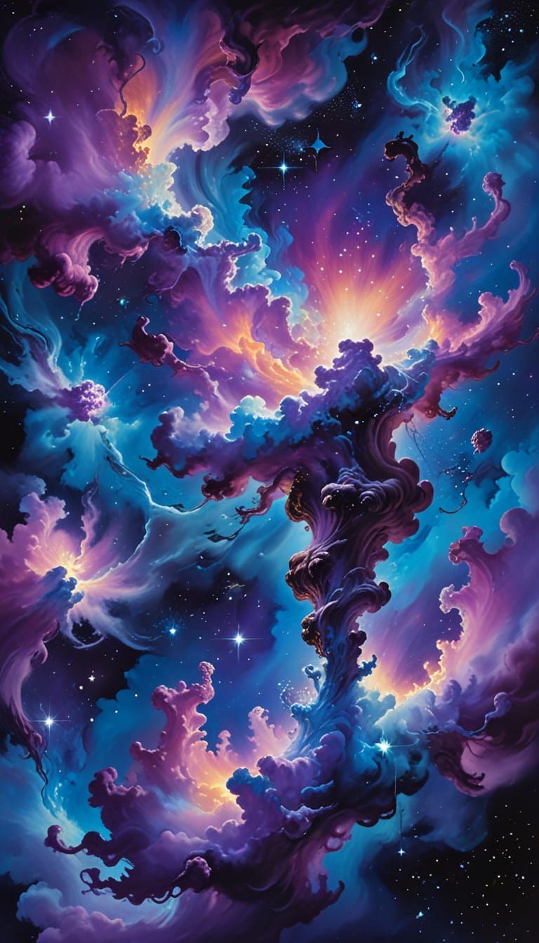 Surreal Cosmic Void in Vibrant, Glowing Colors