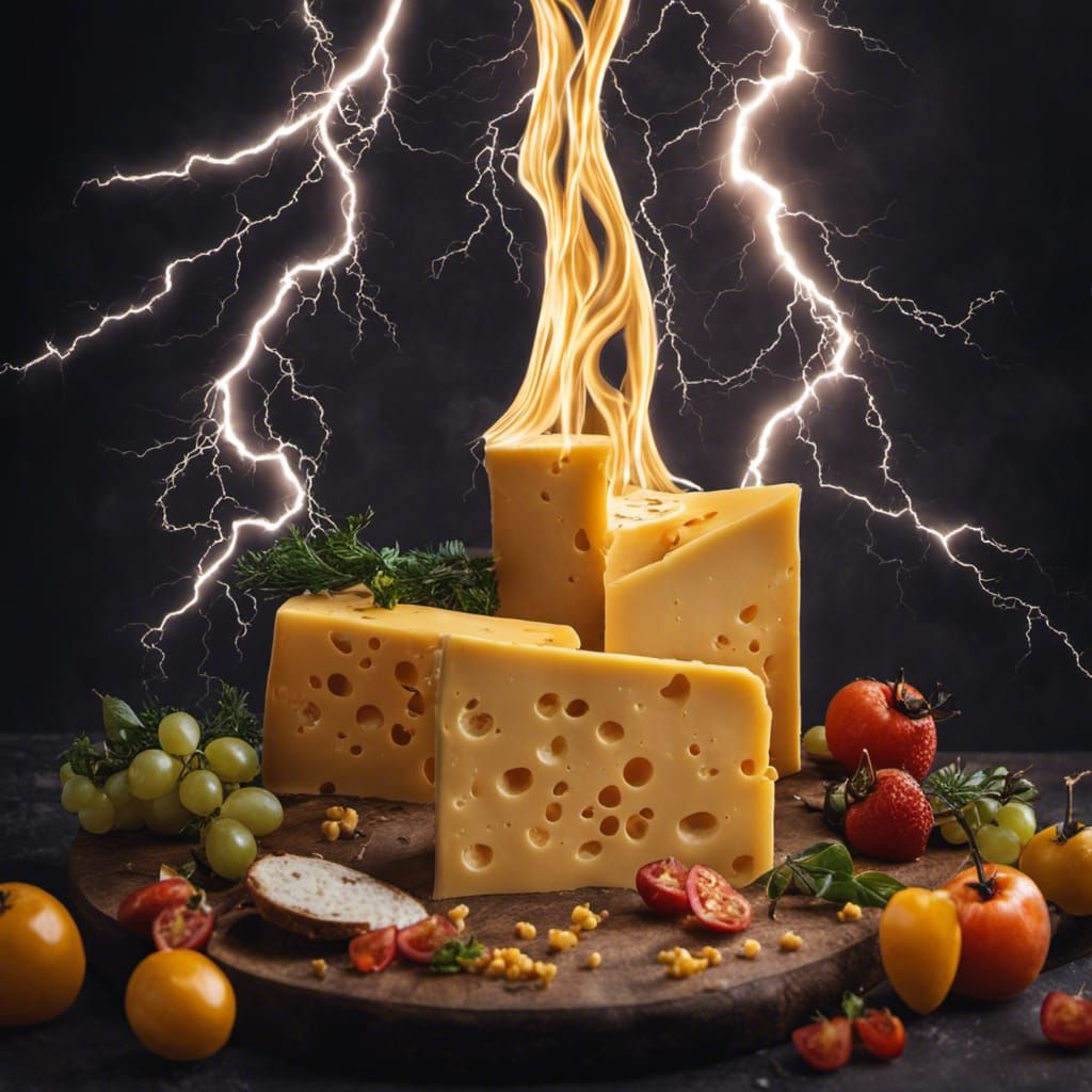 Electric Cheese Goddess in Anime Art Style