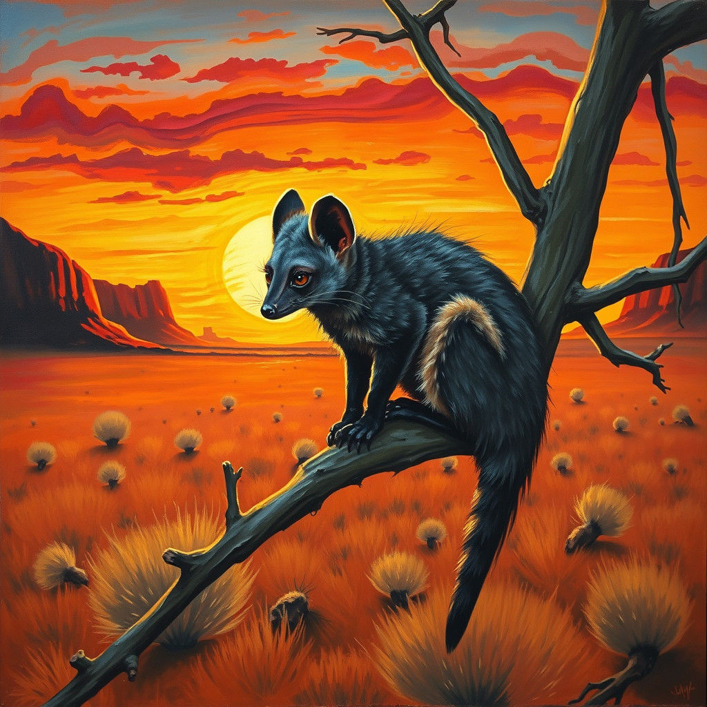 Flying Fox in Australian Outback Landscape Painting