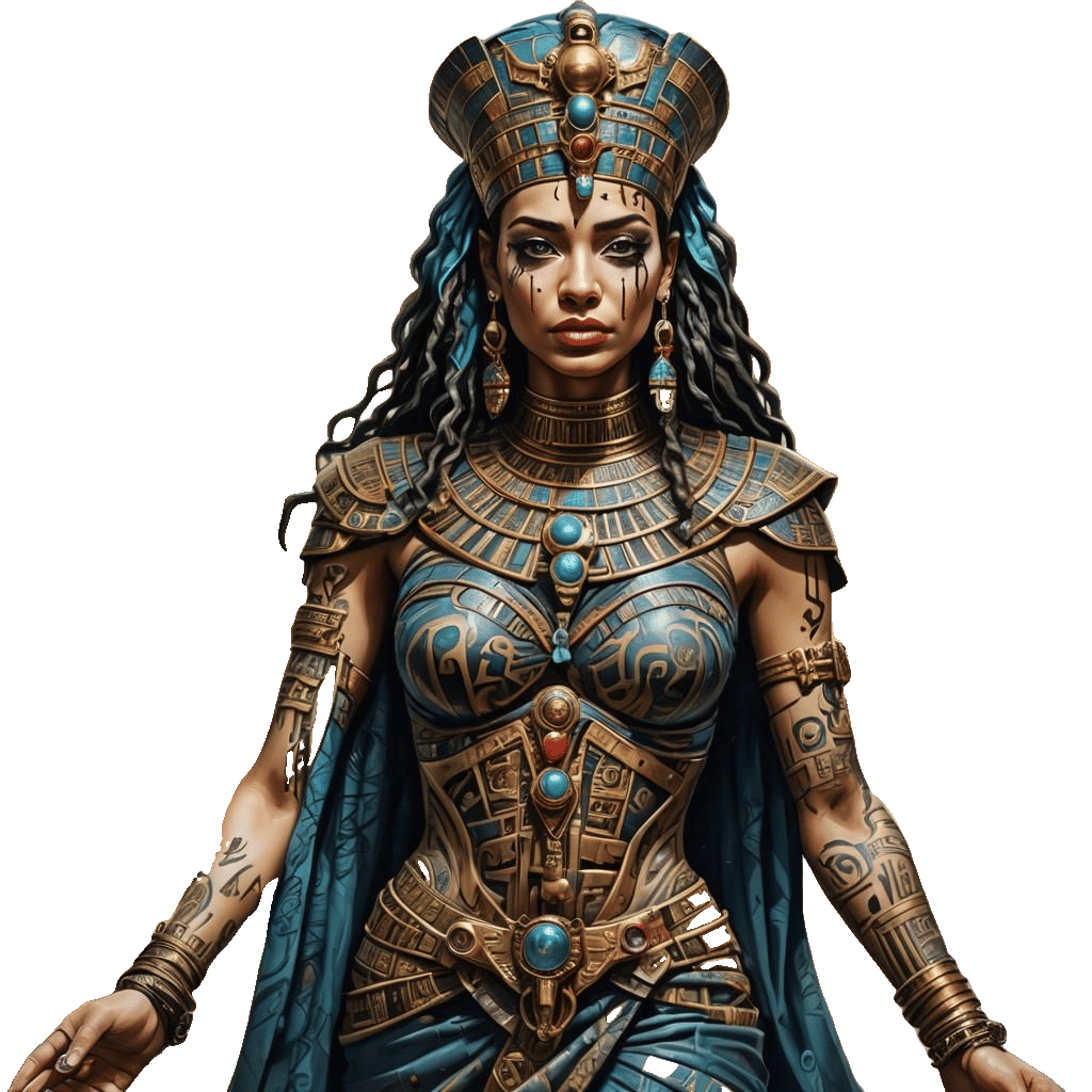 Egyptian Queen in Temple of Terror: Baroque Oil Painting