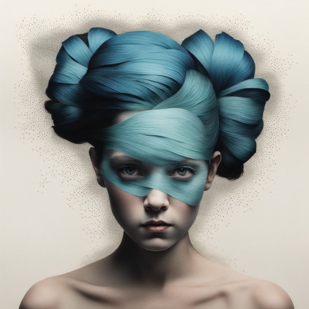 Expressive Portrait in Mixed Media Style