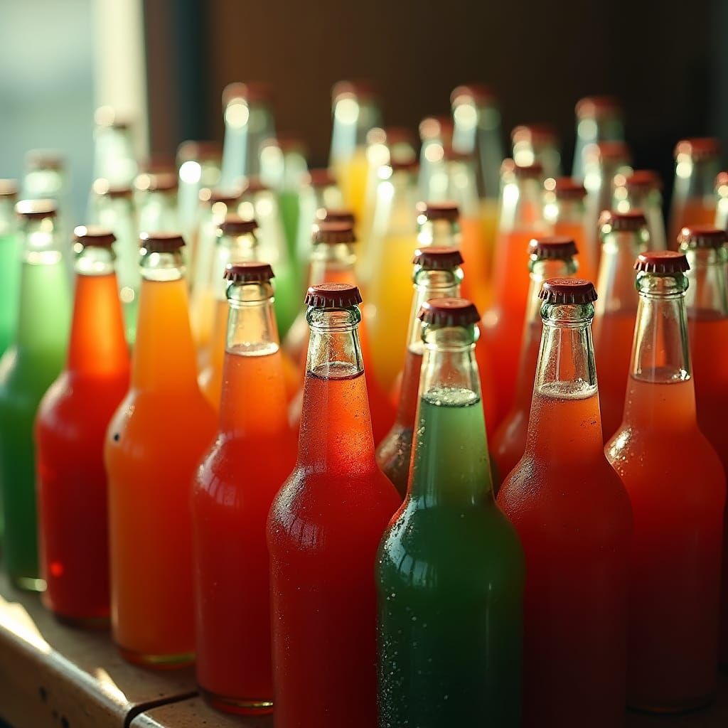 Vintage Soda Bottles in Cinematic Light