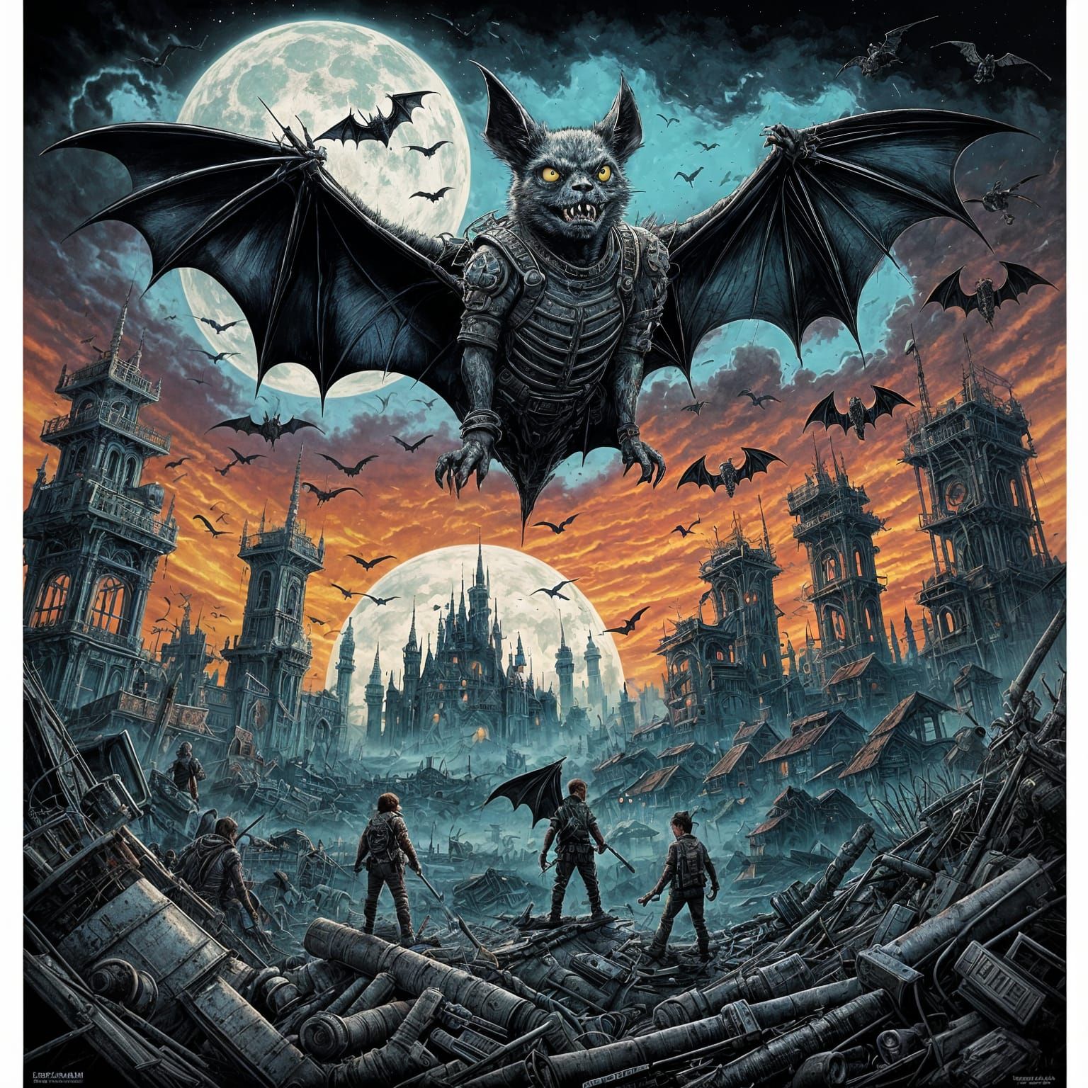 Post-Apocalyptic Punk Bats in Disney Style
