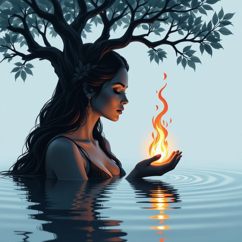 Gemini Goddess Tree Reflection Ignites Inner Flame Tattoo Ar...