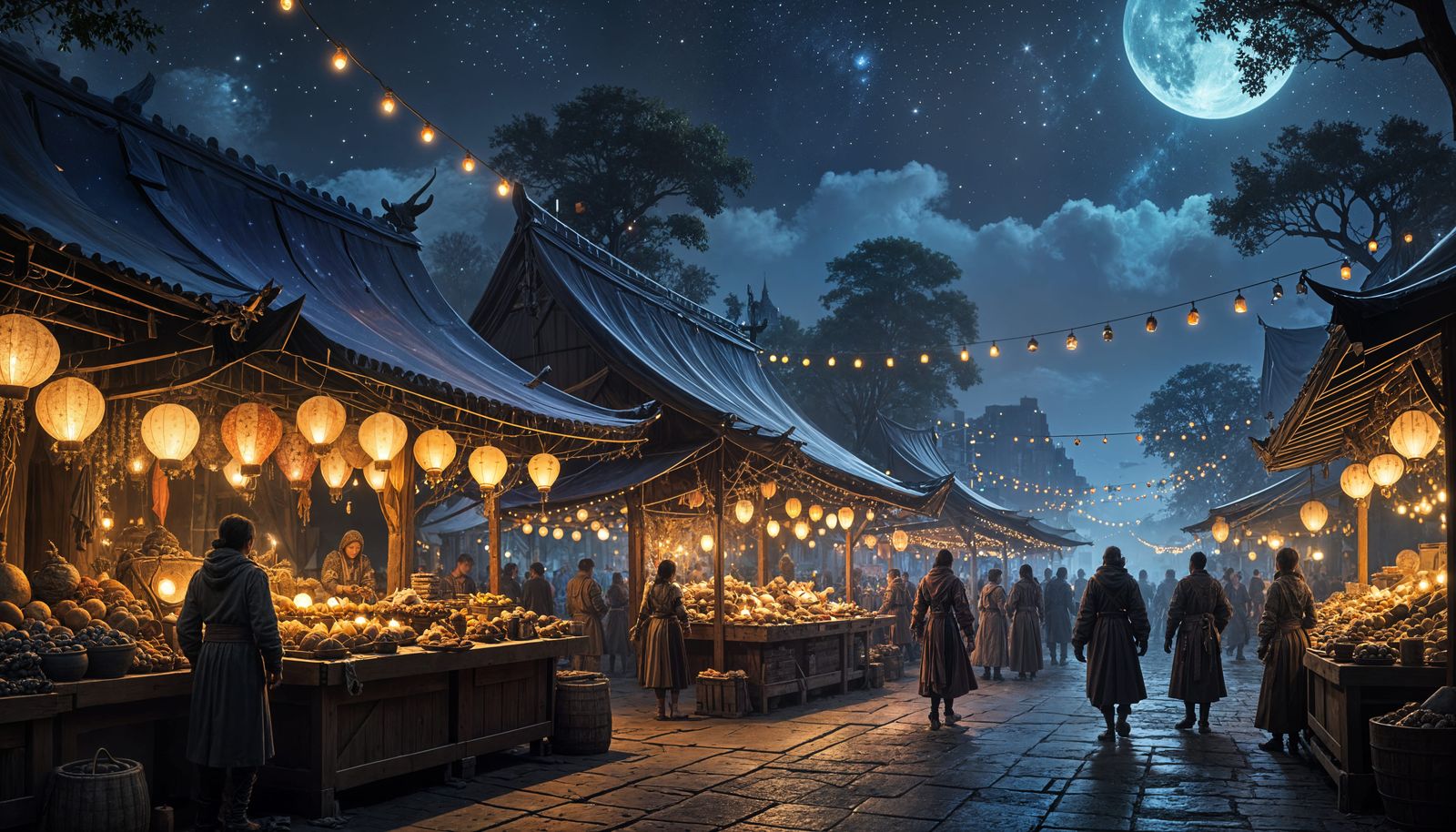 Night Market Under the Celestial Canvas