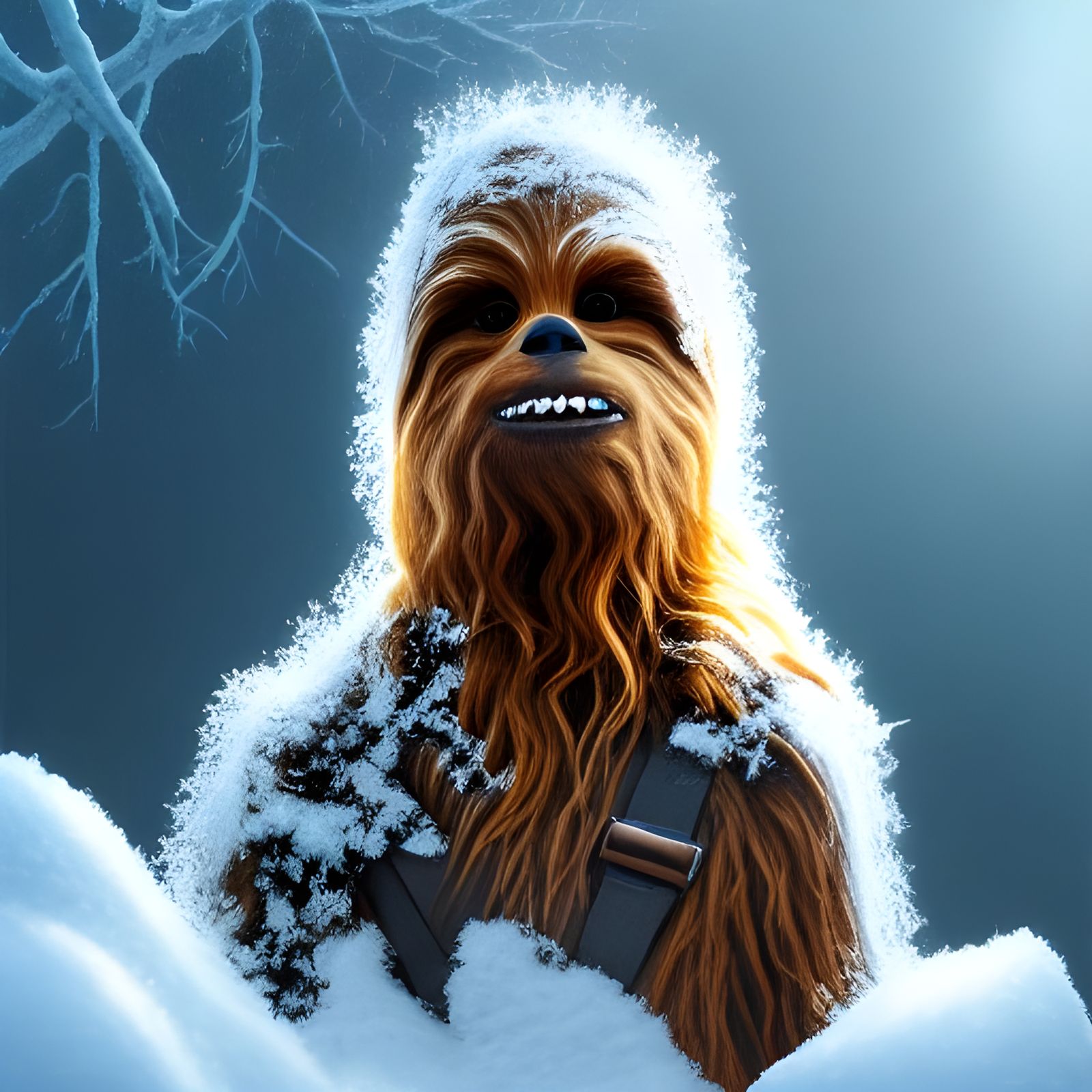 Chewbacca Portrait in Snow, Disney-esque Art