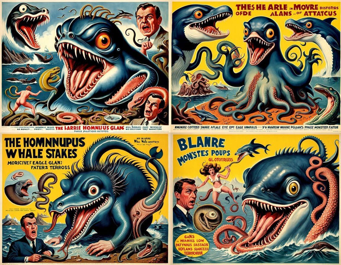Grotesque 1960s Movie Poster Featuring a Monstrous Creature