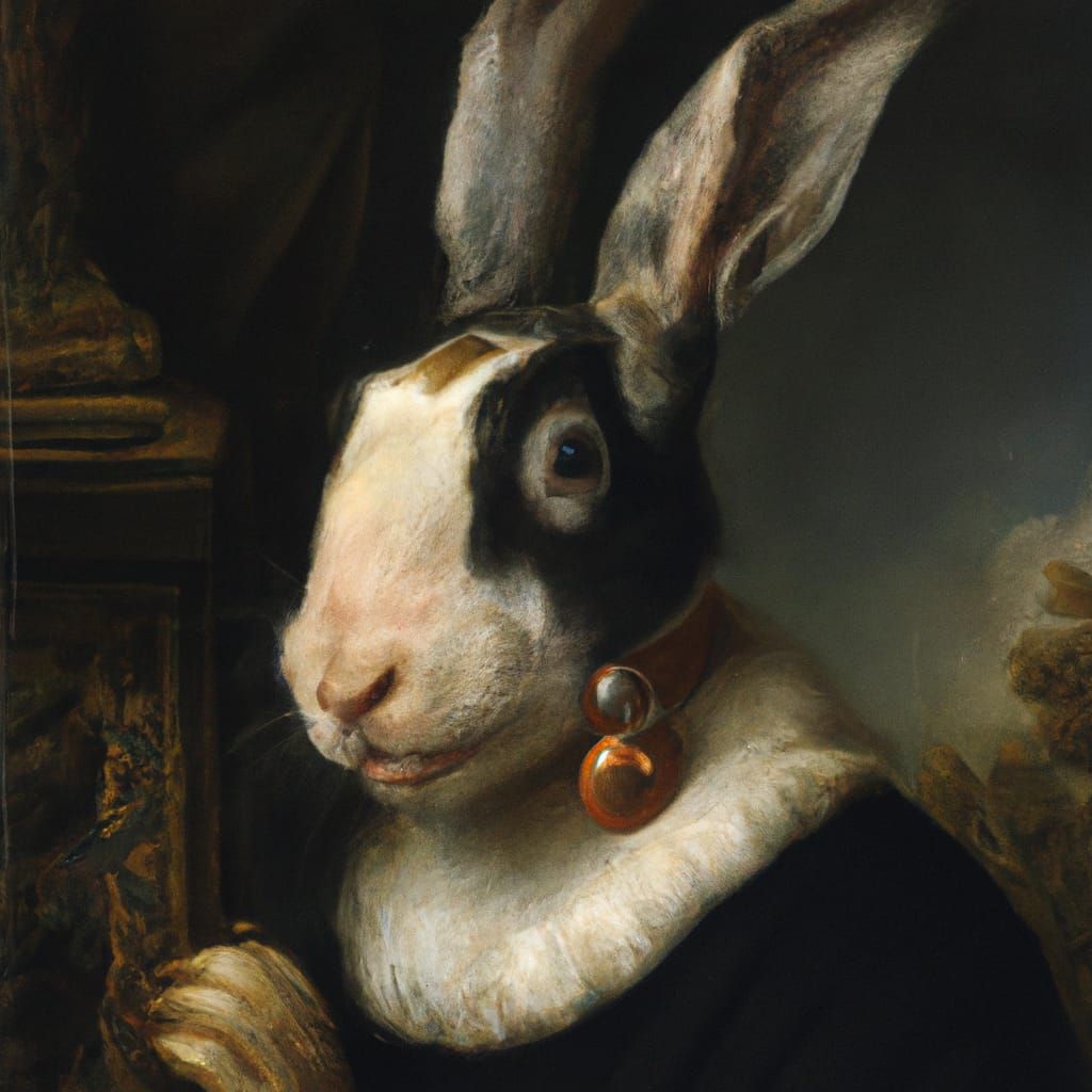 Rabbit with Gold Earring: Dutch Masters Style