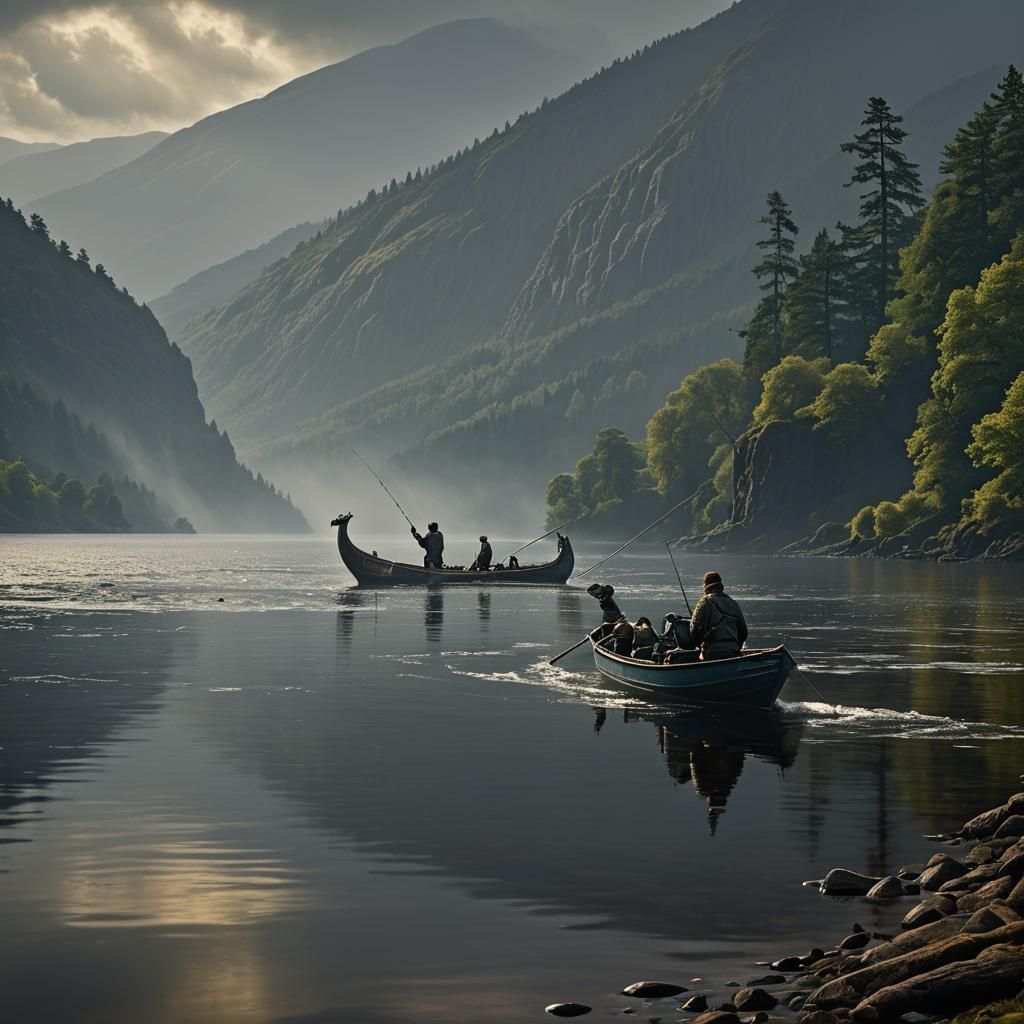Loch Ness Monster Encounter: Detailed Matte Painting
