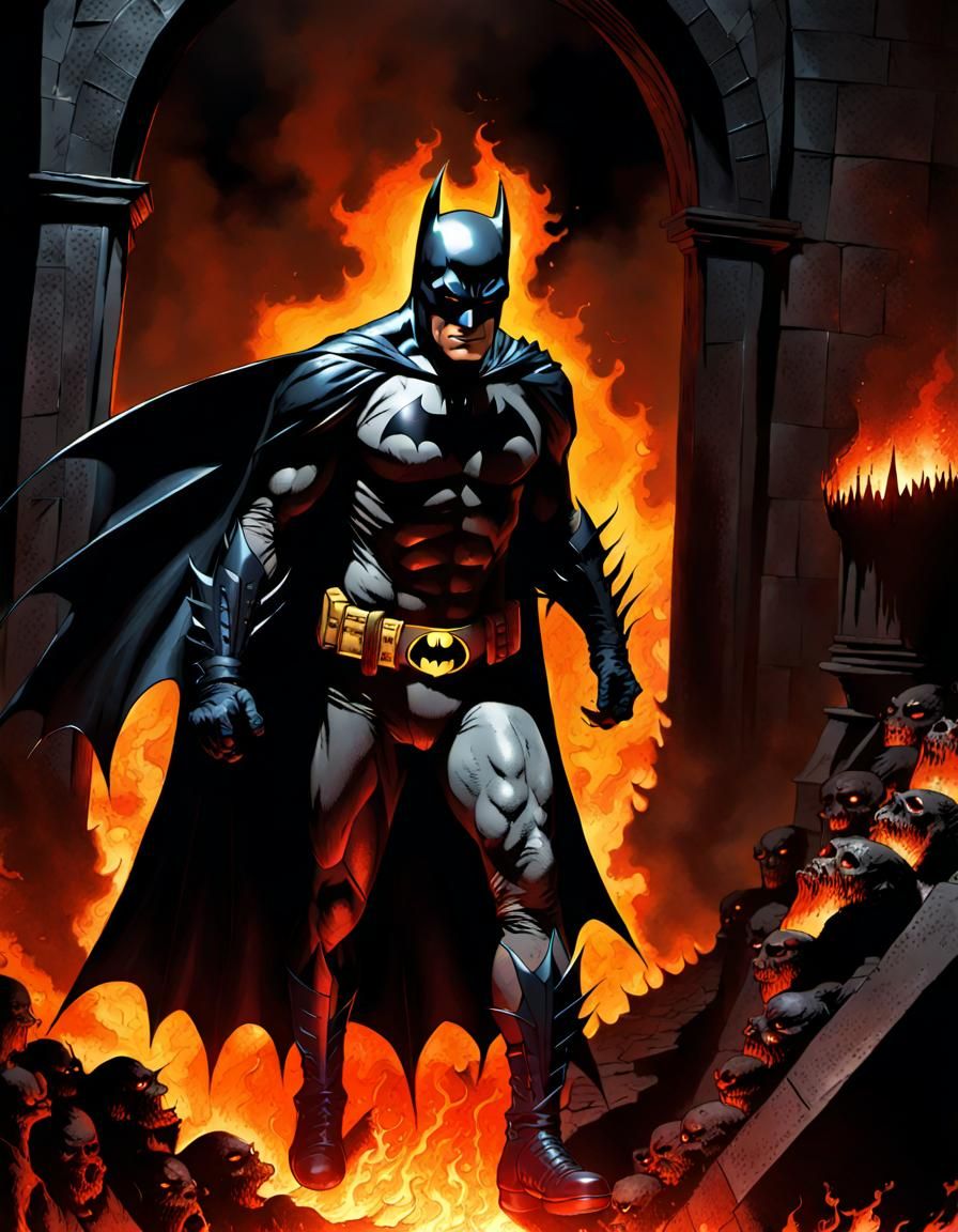 Batman Enters Hellish Landscape