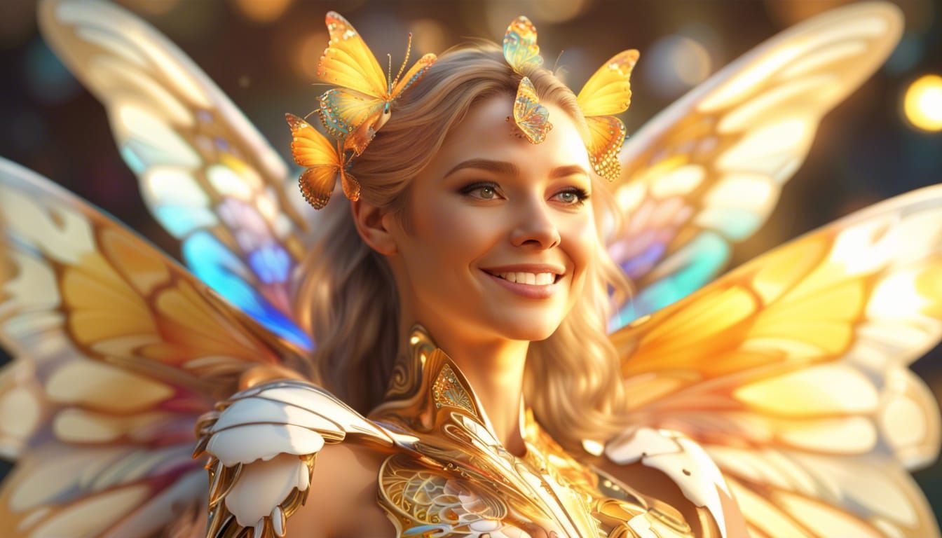 Angel Woman with Fractal Butterfly Wings