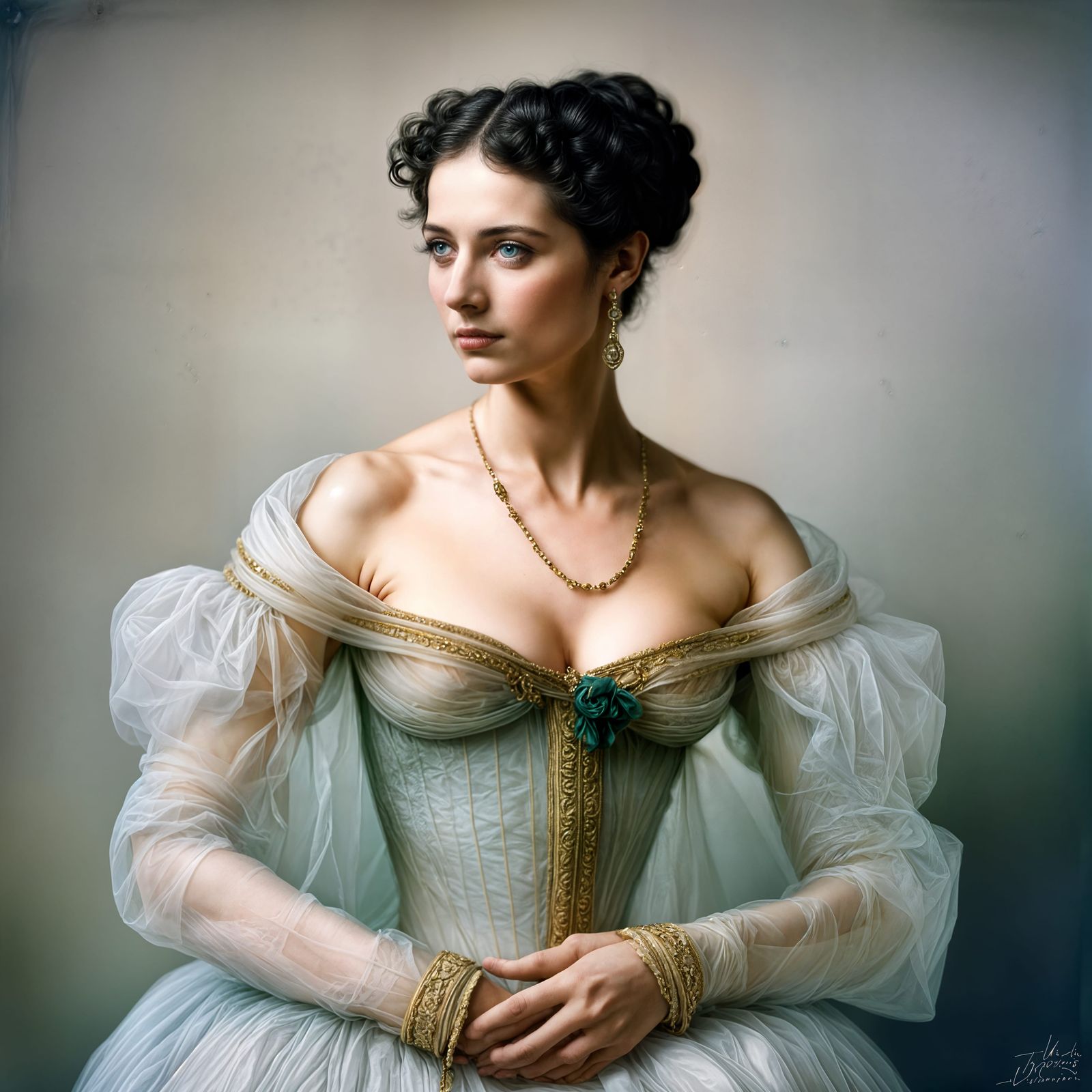 Empress Josephine in Translucent Dress: Ultrarealistic Photo