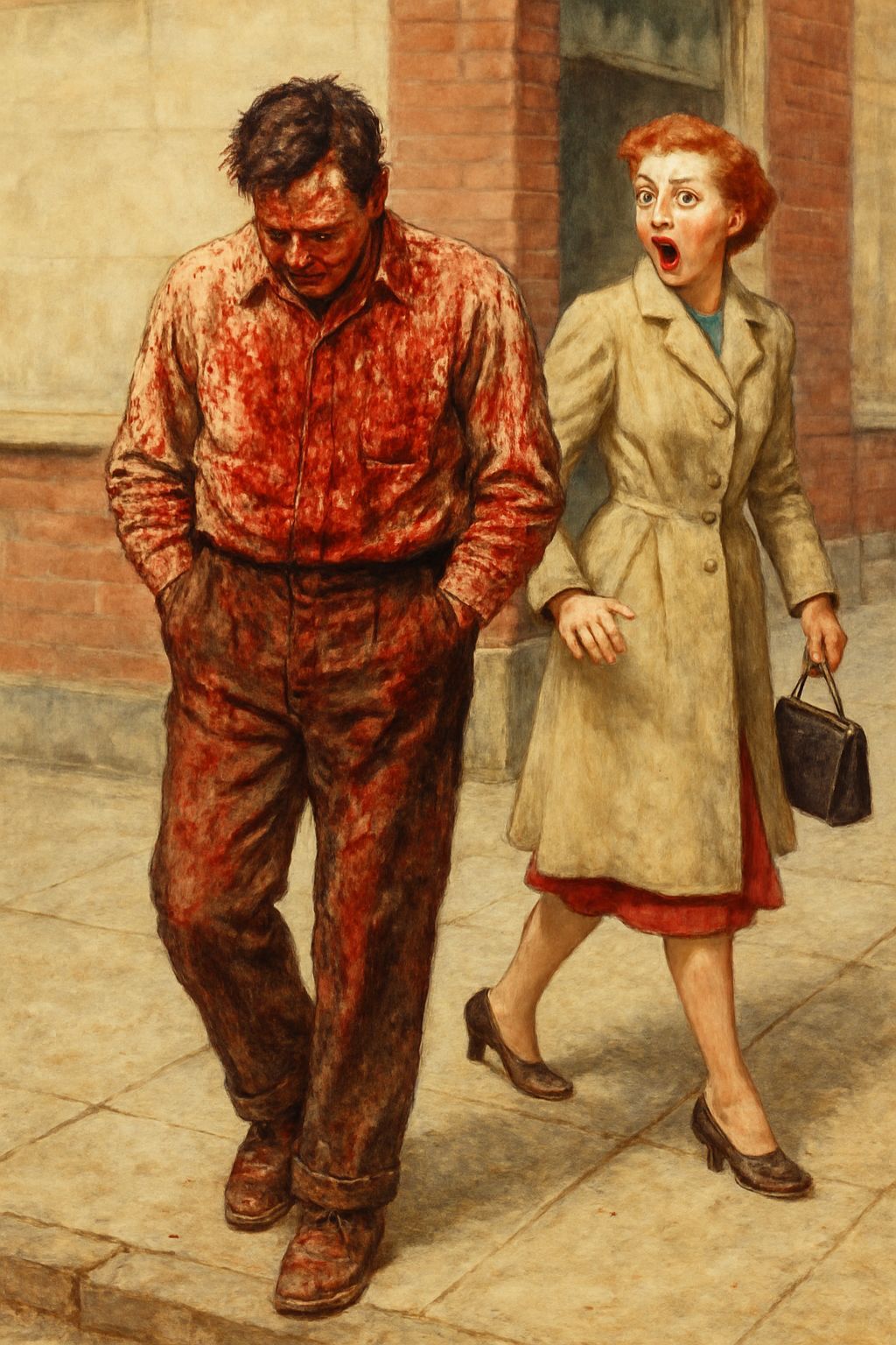 A Gritty Norman Rockwell-Inspired Scene of a Man Haunted by ...