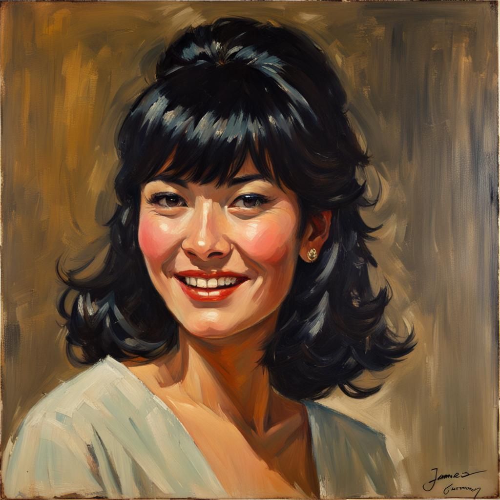 1950s Woman Portrait in Oil Painting Style