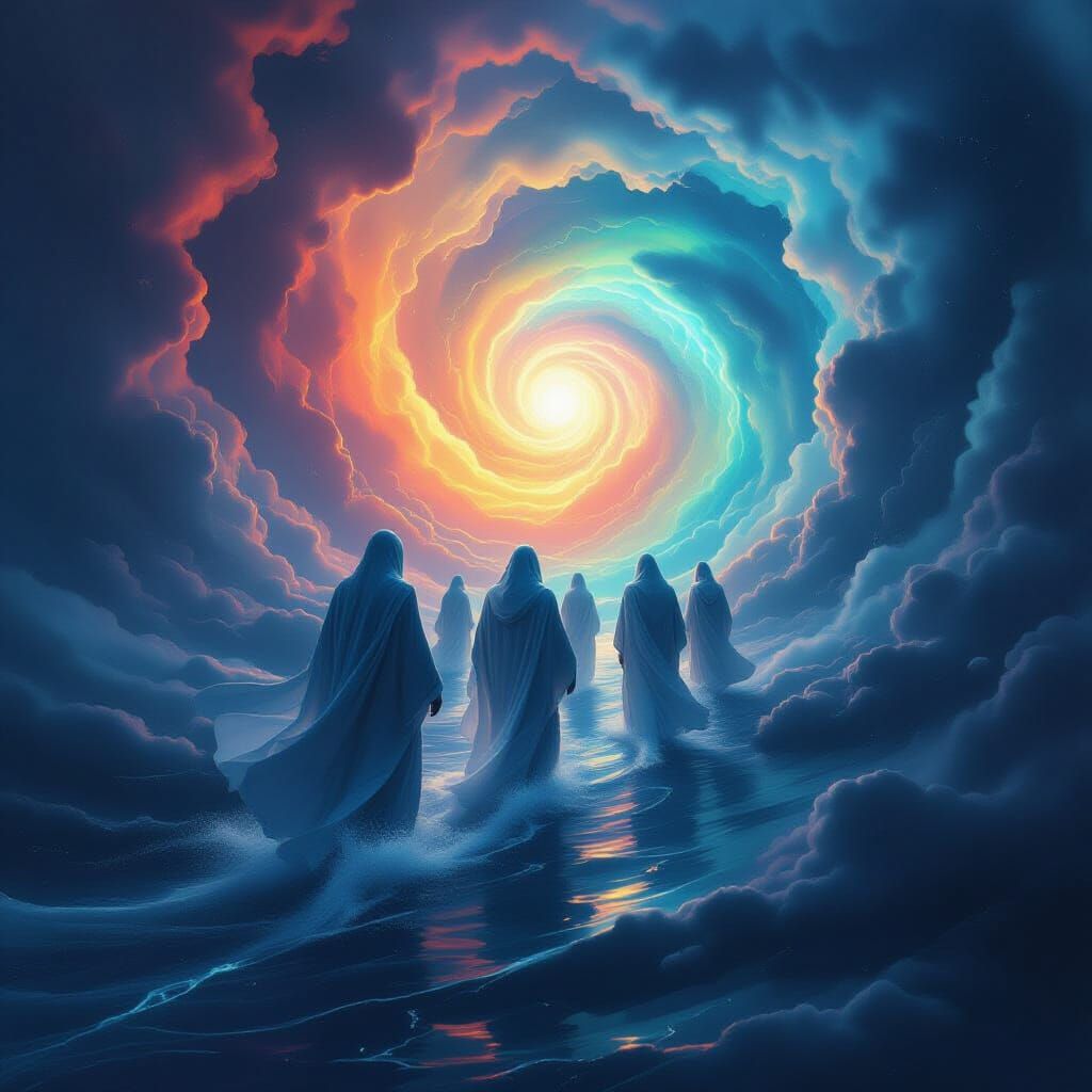 Ethereal Souls Journey Through Cosmic Vortex