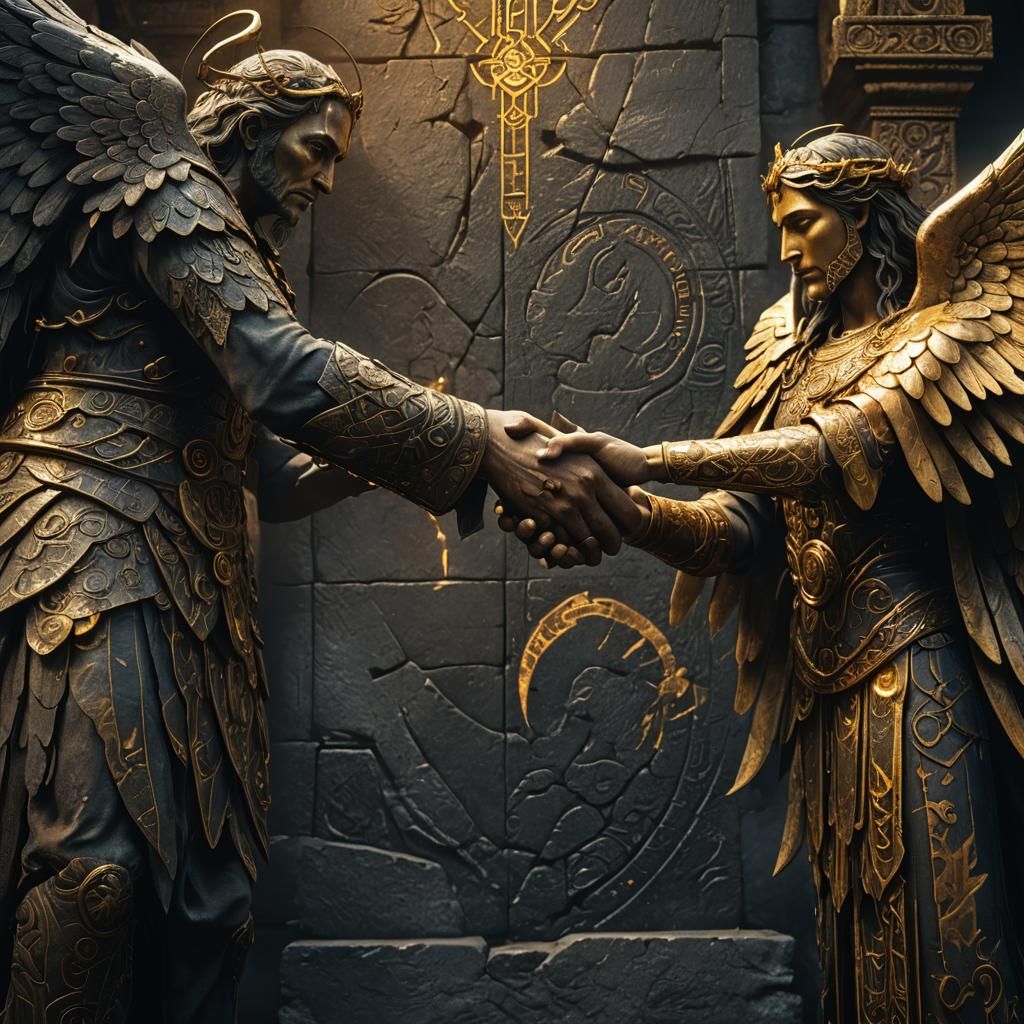 Angelic Pact in Dark Fantasy Style