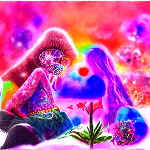Psychedelic Holographic Illustration of Love and Peace