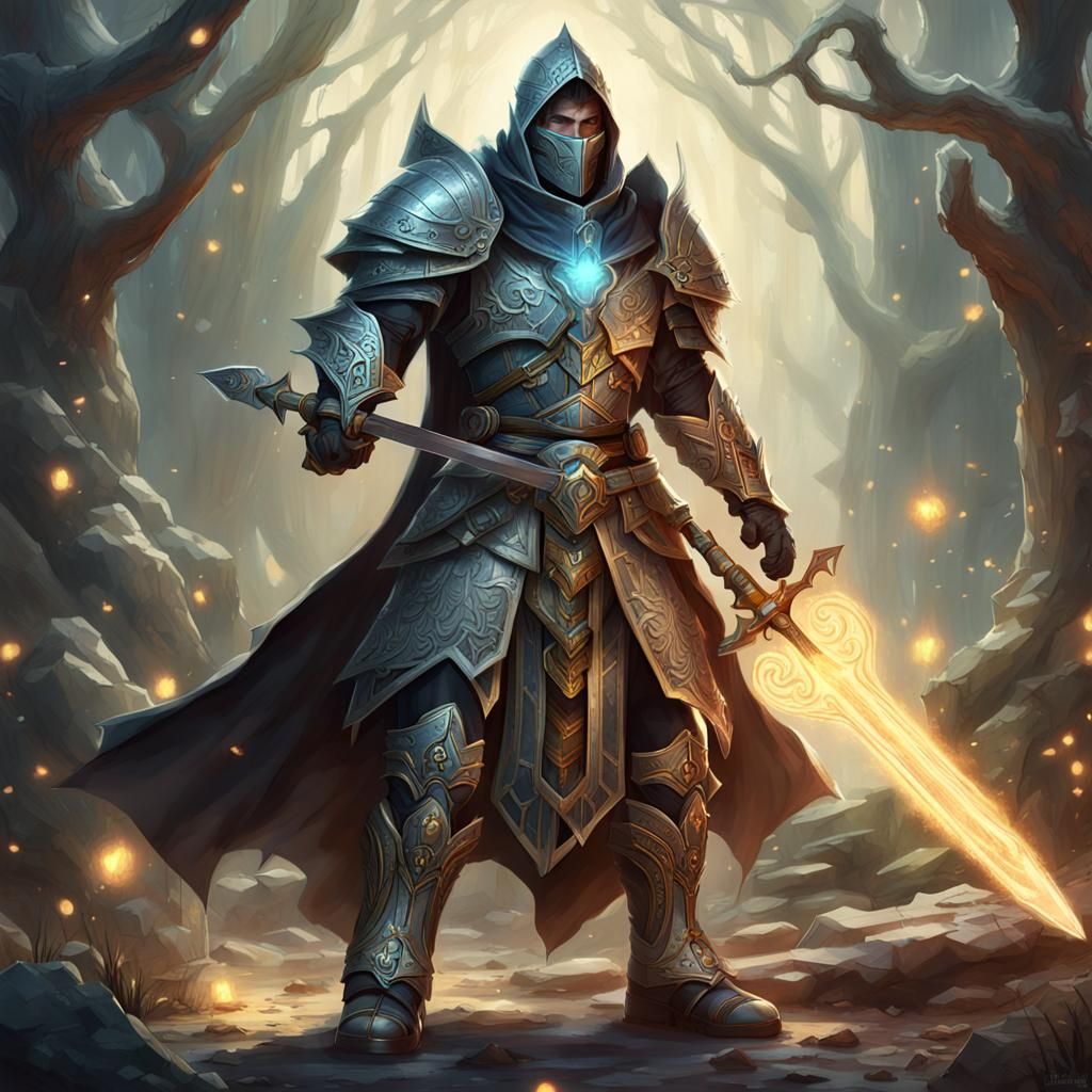 Battlemage with Magical Armor and Shardblade Illustration
