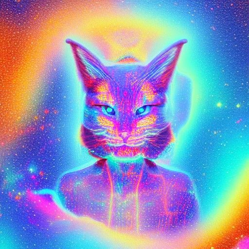 Cosmic Furry: Holographic Astral Illustration