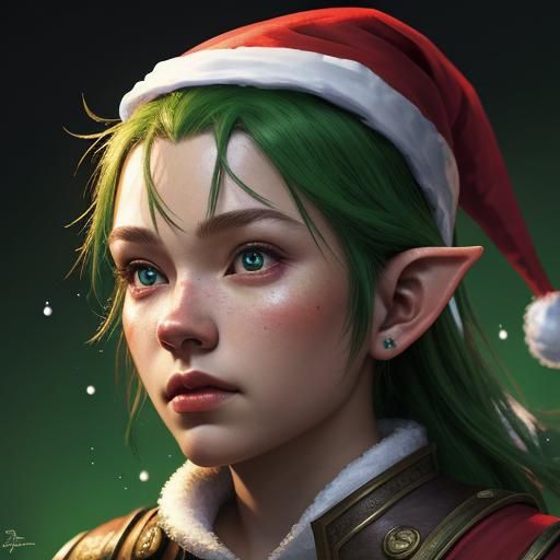 Intricately Detailed Christmas Elf Portrait