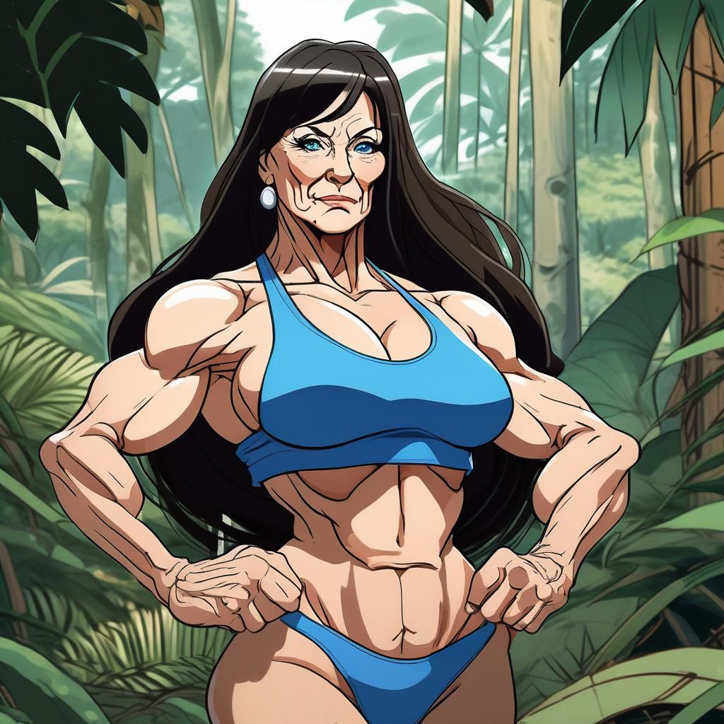 Anime Portrait: Italian Bodybuilder in Jungle