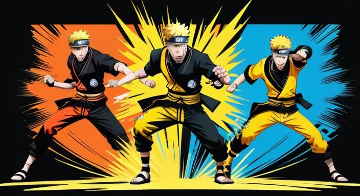 Naruto Uzumaki Dancing in Pop Art Style