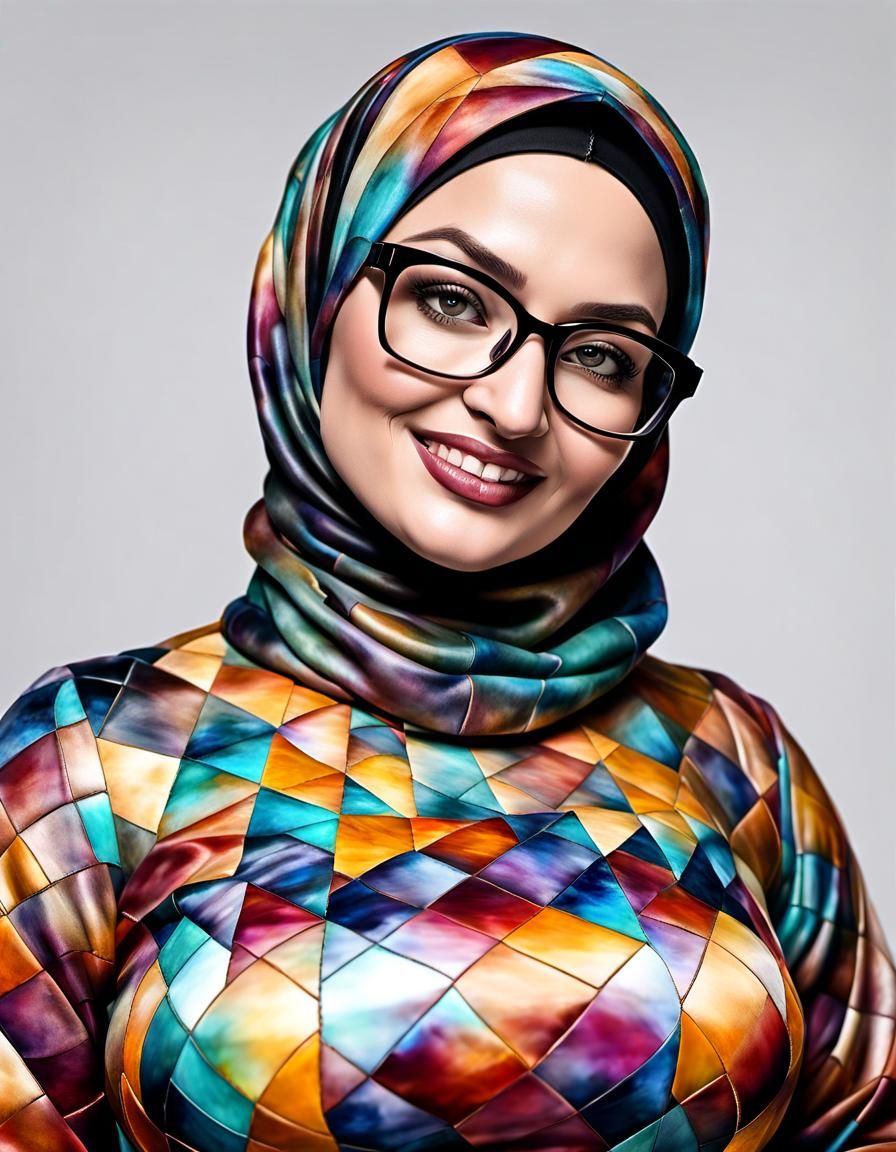 Psychedelic Portrait of a Woman in Hijab