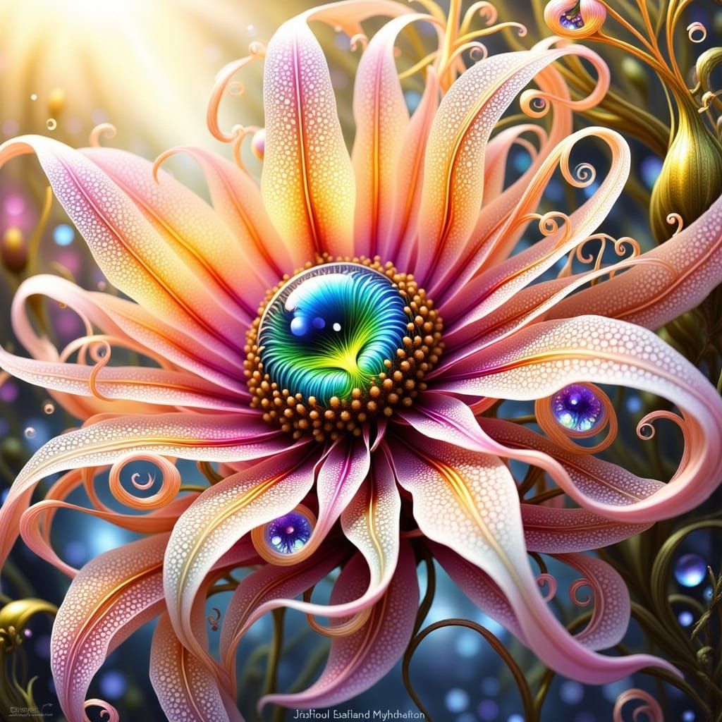 Luminous Blossoms in Whimsical Art Nouveau Style